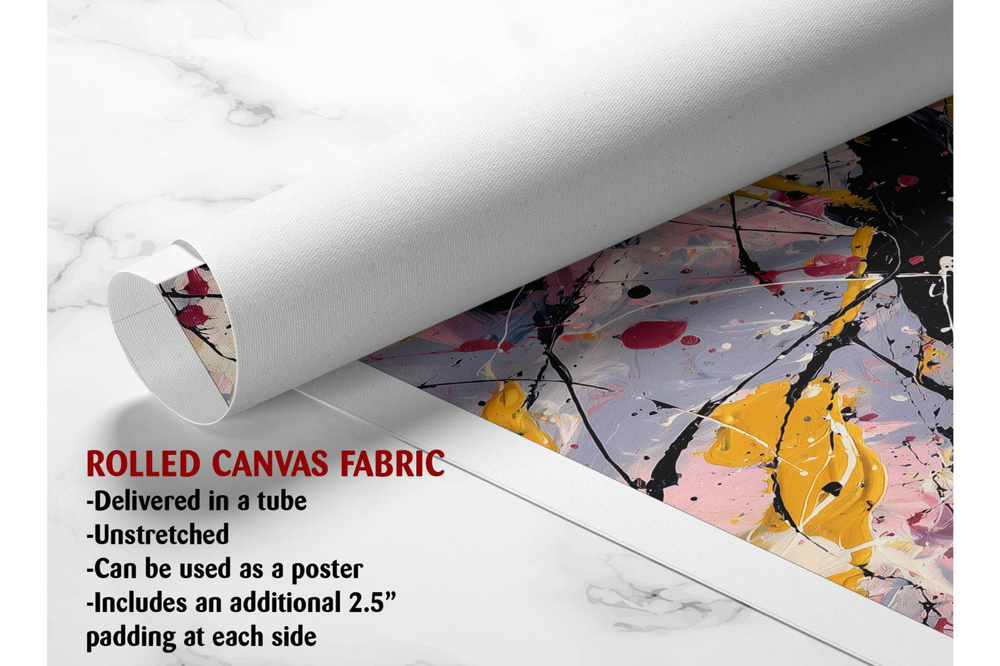 Abstract Canvas Art – Pink Yellow Painting | Modern Expressionist Drip Print