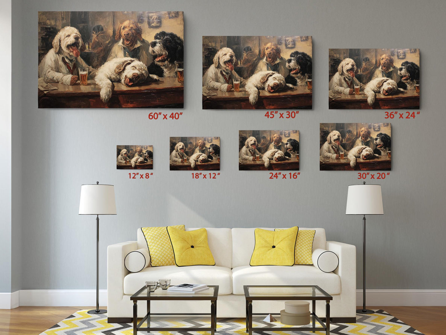 Dogs at Pub Canvas - Vintage Bar Art | Funny Dog Print Ready to Hang