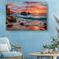 Coastal Canvas Wall Art – Sunset Ocean Waves Rocky Shore Framed or Rolled Print