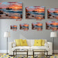 Coastal Canvas Wall Art – Sunset Ocean Waves Rocky Shore Framed or Rolled Print