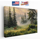 Forest Deer Canvas | Misty Landscape Nature Wall Art - Ready to Hang Print
