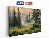 Forest Deer Canvas | Misty Landscape Nature Wall Art - Ready to Hang Print