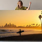 California Sunset Canvas Print – Surfer Silhouette Coastal Wall Art, Ready to Hang