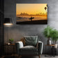 California Sunset Canvas Print – Surfer Silhouette Coastal Wall Art, Ready to Hang