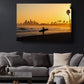 California Sunset Canvas Print – Surfer Silhouette Coastal Wall Art, Ready to Hang