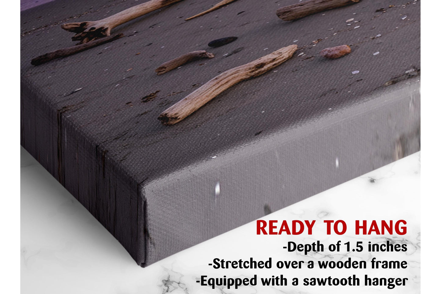 Pastel Sunset Beach Canvas | Coastal Wall Art - Driftwood Shore Print, Museum Quality