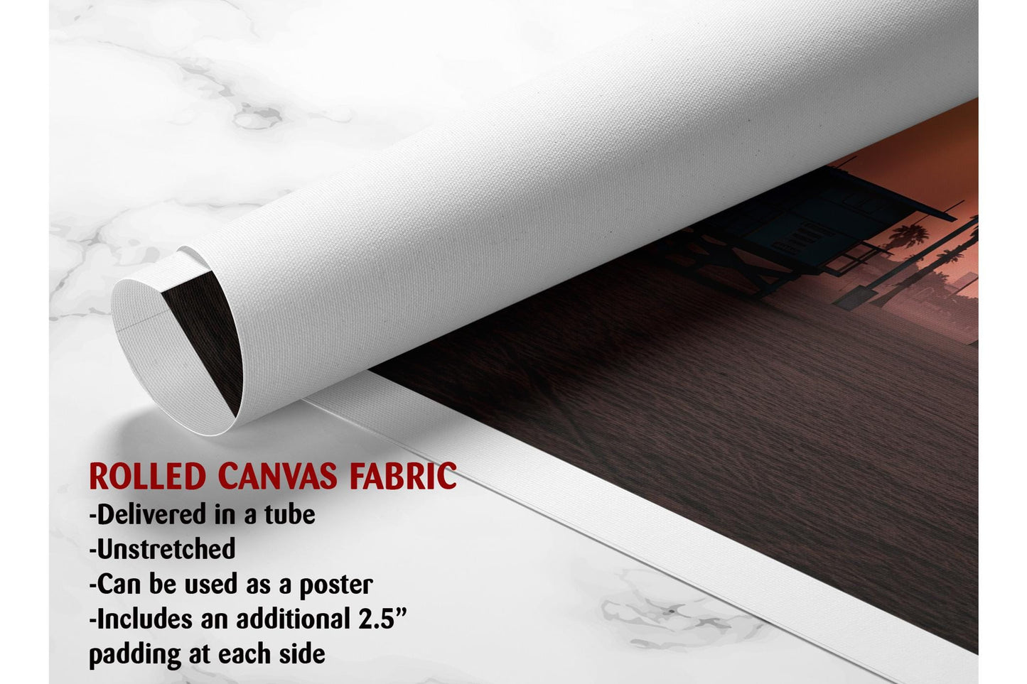 Lifeguard Tower Canvas Print – Sunset Coastal Wall Art with Wood Frame