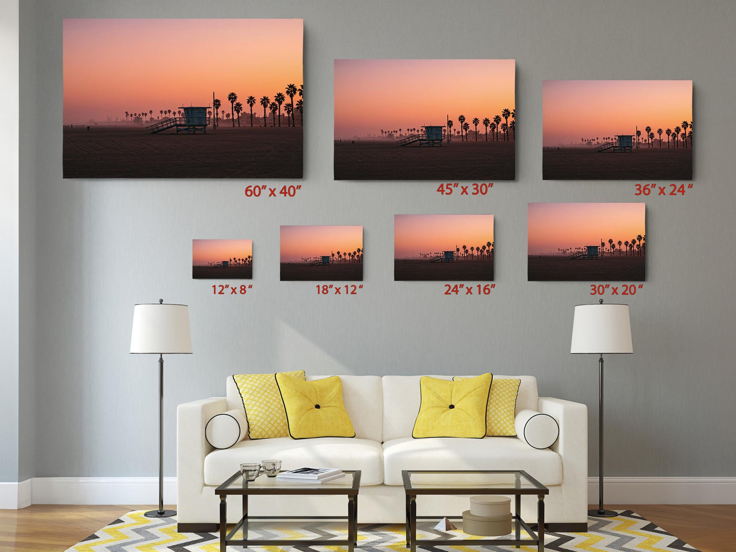 Lifeguard Tower Canvas Print – Sunset Coastal Wall Art with Wood Frame
