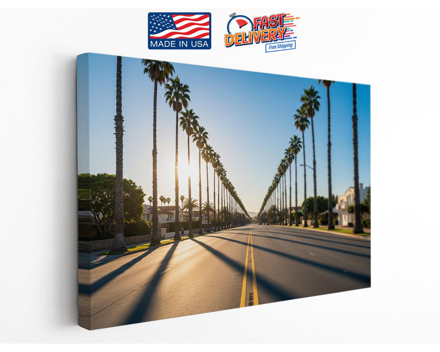 Palm Street Canvas Print – Beverly Drive Sunset Wall Art | Museum Quality California Canvas Art