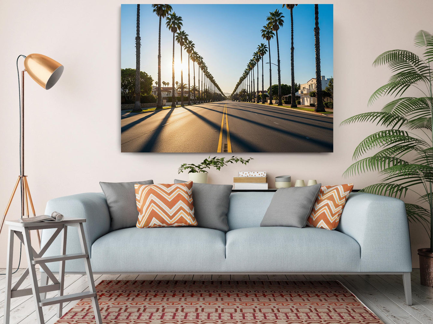 Palm Street Canvas Print – Beverly Drive Sunset Wall Art | Museum Quality California Canvas Art