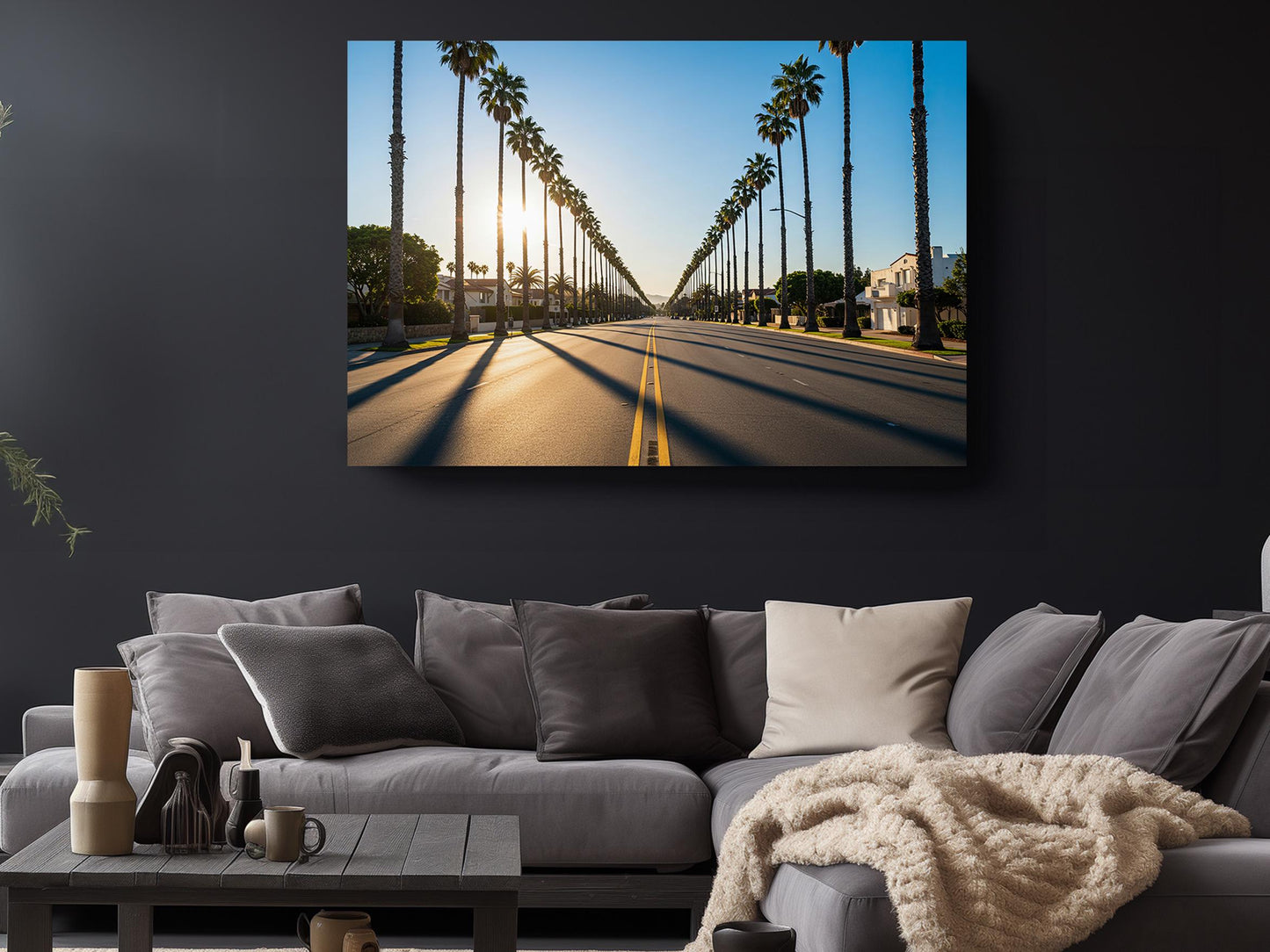Palm Street Canvas Print – Beverly Drive Sunset Wall Art | Museum Quality California Canvas Art