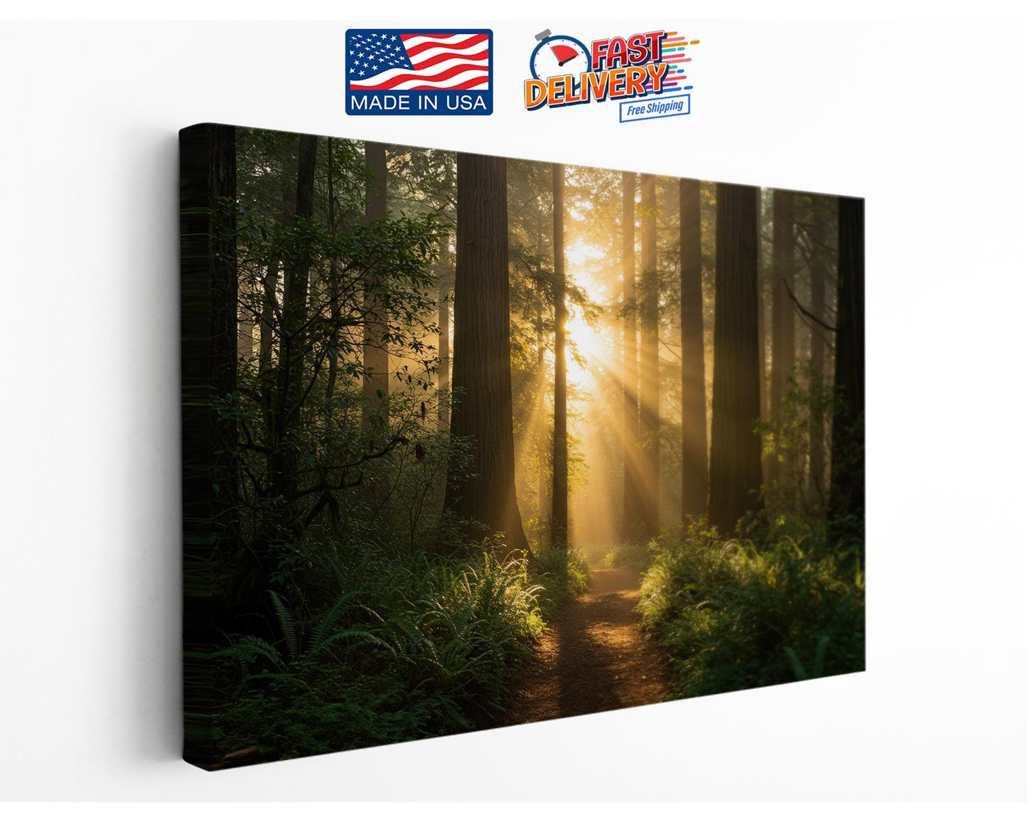 Forest Trail Canvas Print – Rustic Woodland Wall Art | Sunrise Nature Print