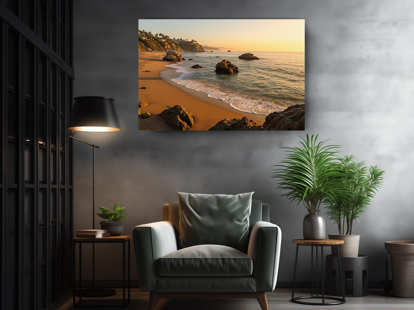 Sunset Beach Canvas Print - Coastal Wall Art | Rolled or Framed Canvas Artwork
