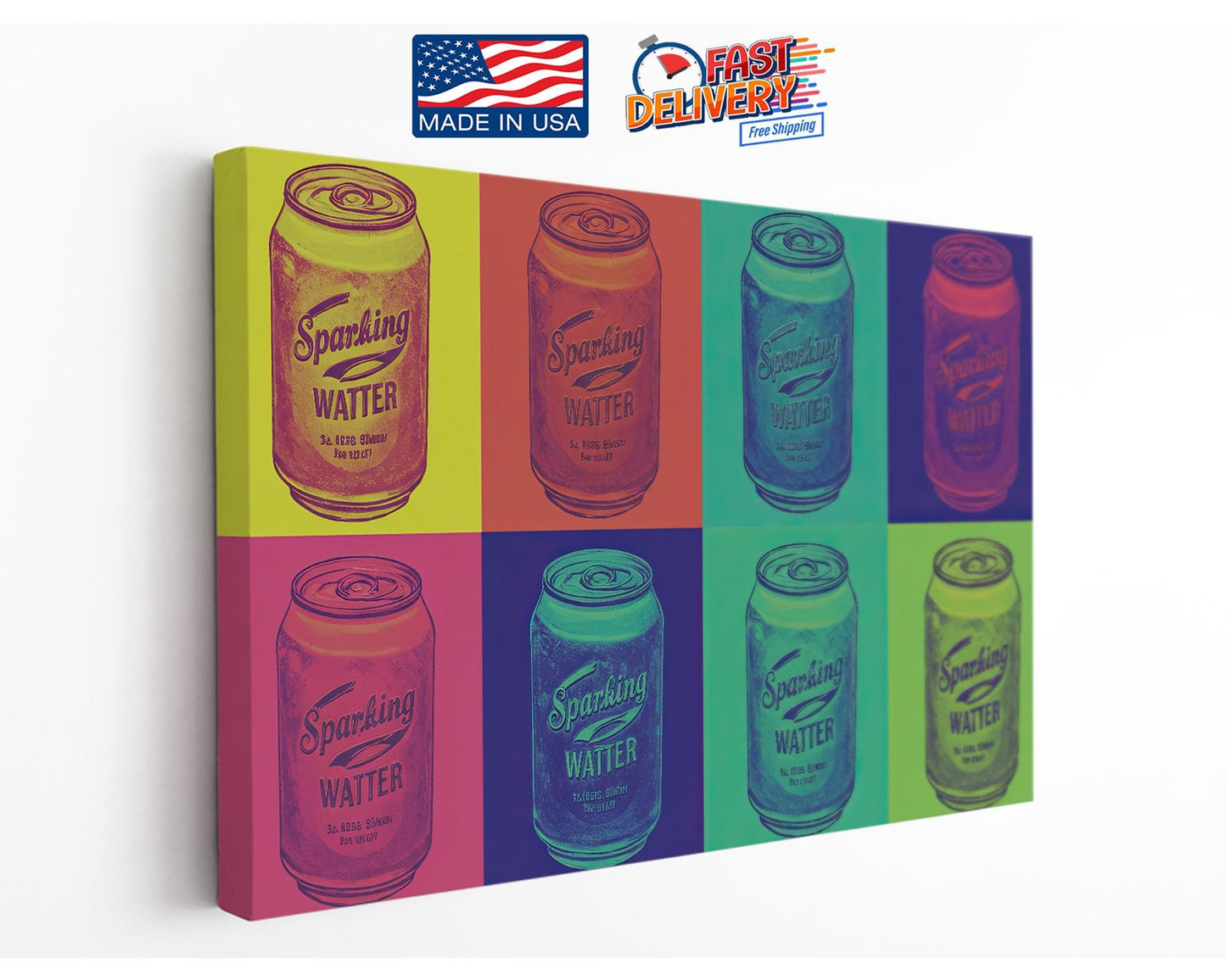 Pop Art Canvas Print – Retro Sparkling Water Wall Decor for Kitchen