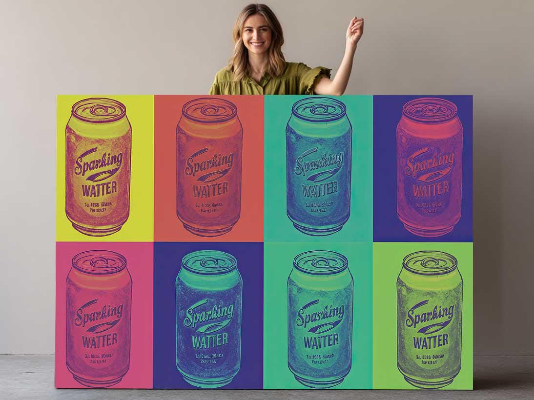 Pop Art Canvas Print – Retro Sparkling Water Wall Decor for Kitchen