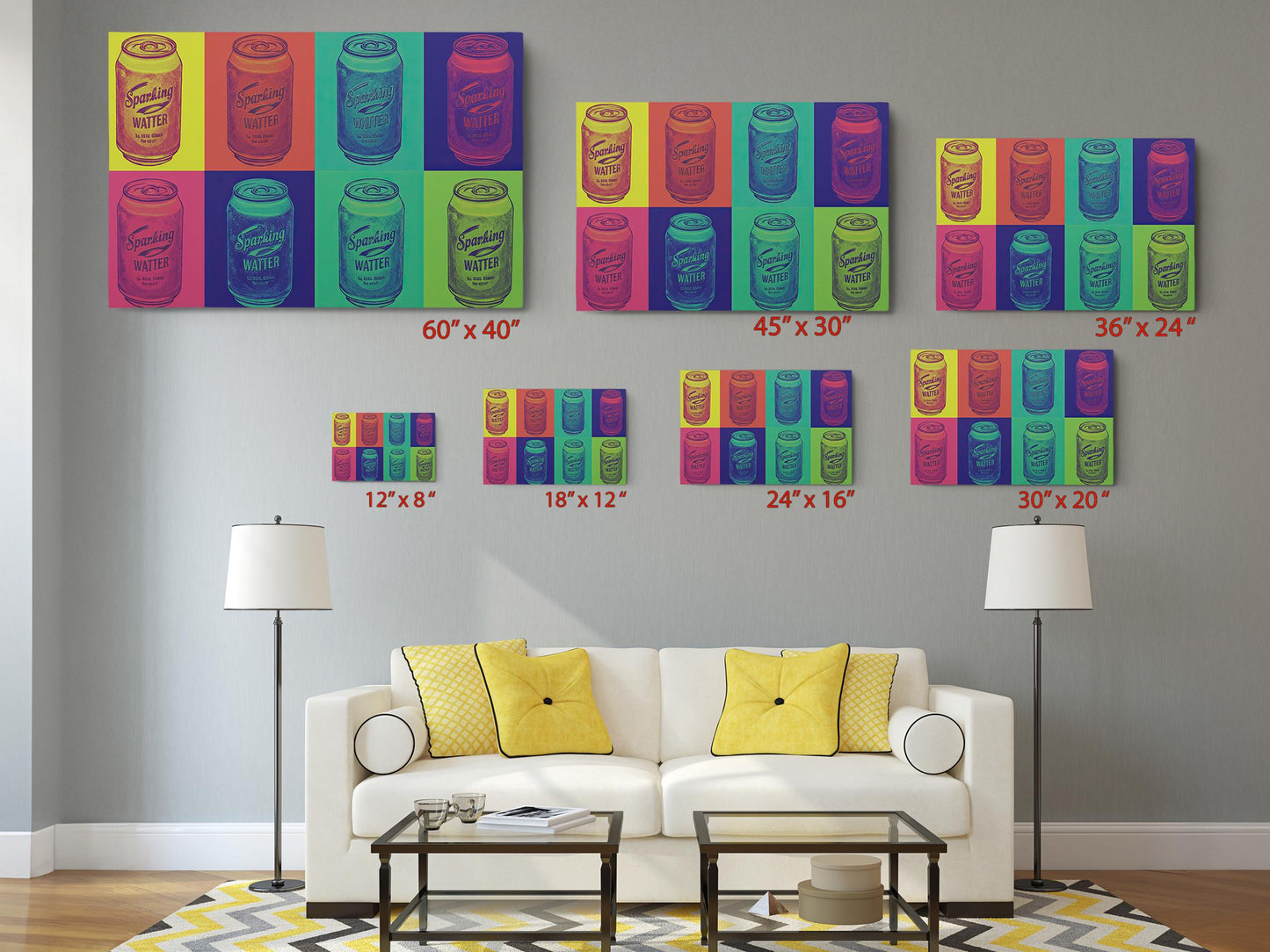 Pop Art Canvas Print – Retro Sparkling Water Wall Decor for Kitchen