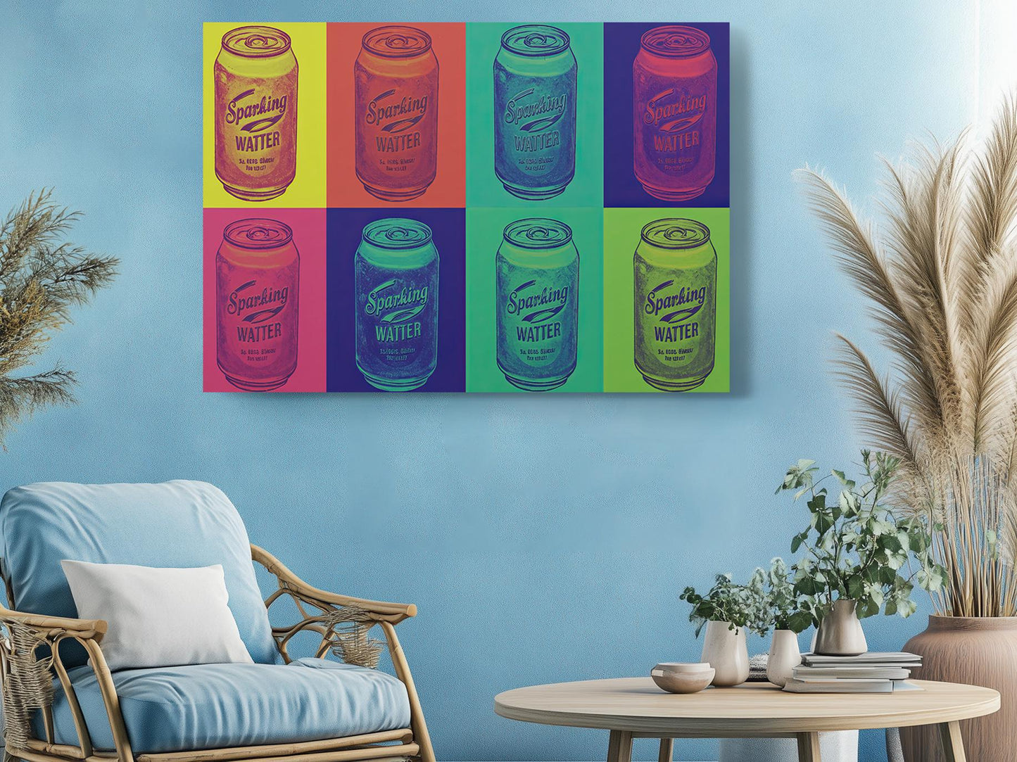 Pop Art Canvas Print – Retro Sparkling Water Wall Decor for Kitchen