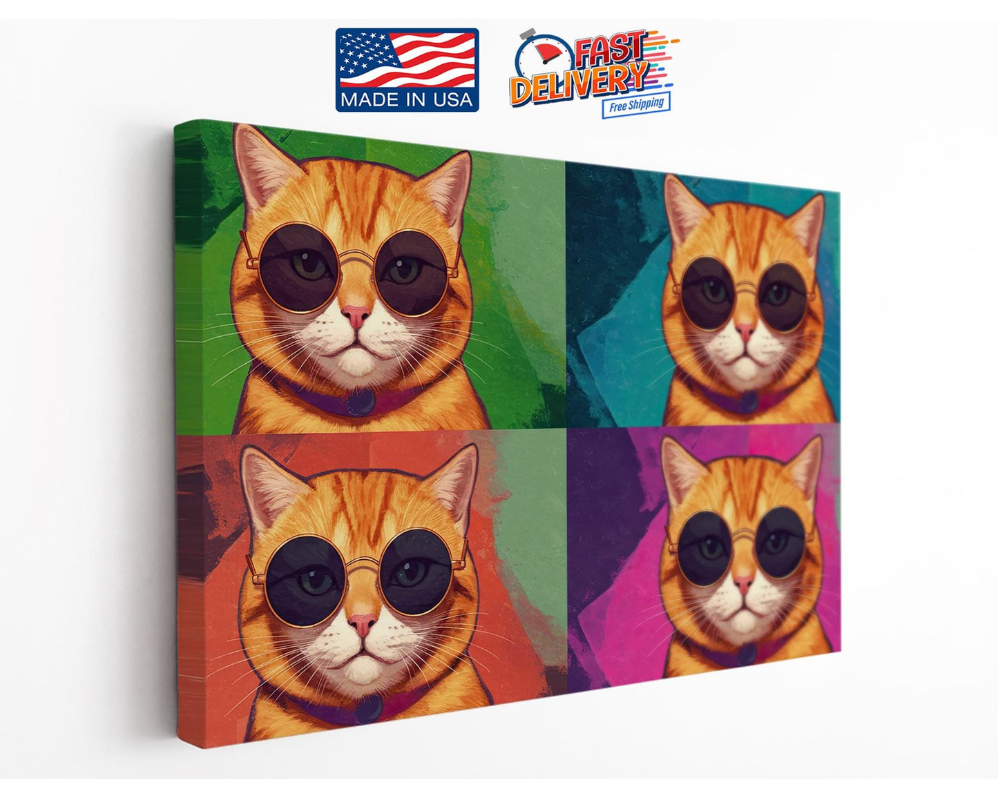 Pop Art Cat Canvas - Colorful Tabby Cat Wall Art | Ready to Hang Canvas Print
