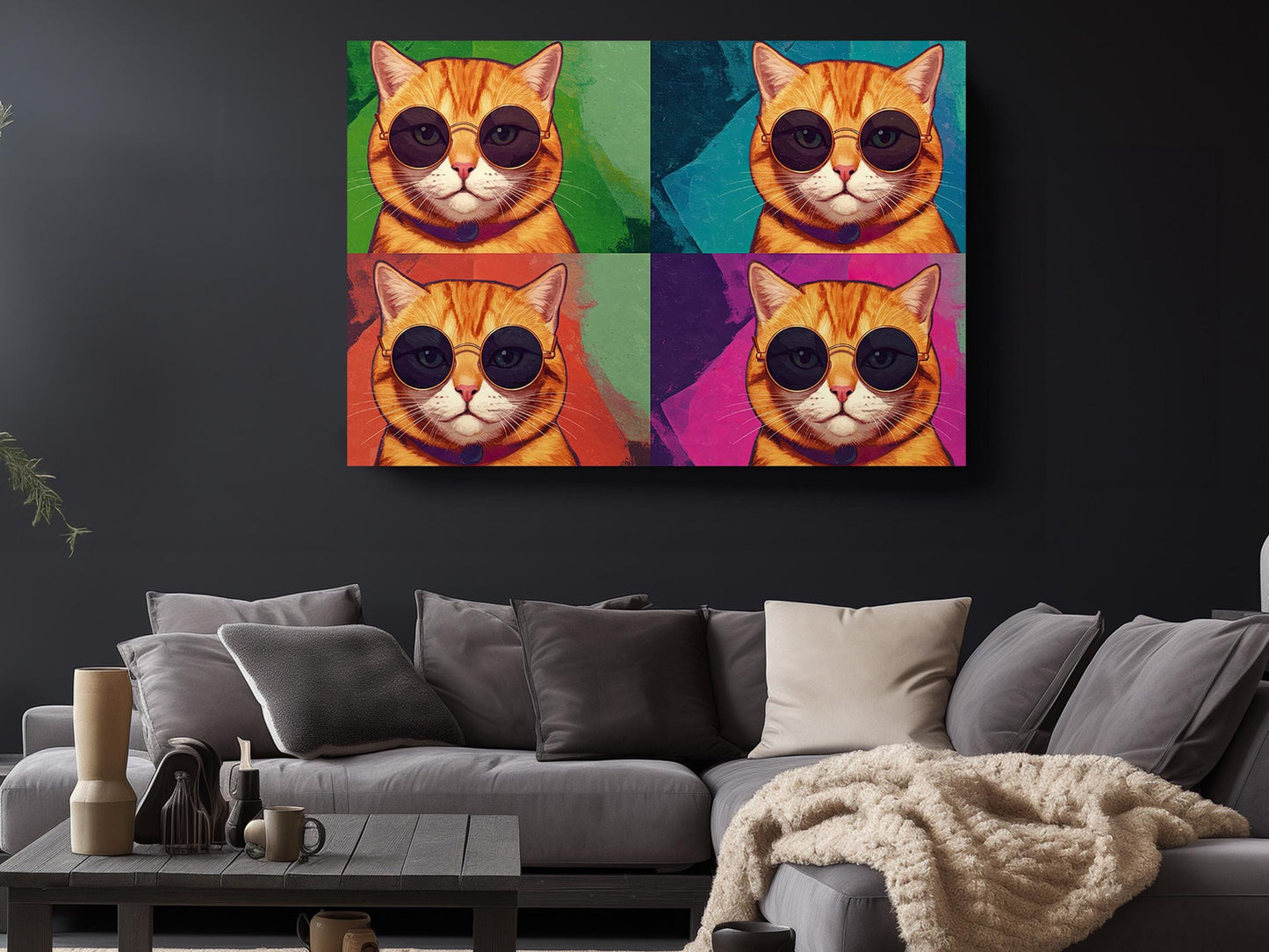 Pop Art Cat Canvas - Colorful Tabby Cat Wall Art | Ready to Hang Canvas Print