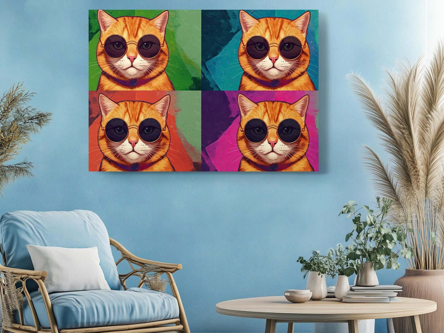 Pop Art Cat Canvas - Colorful Tabby Cat Wall Art | Ready to Hang Canvas Print