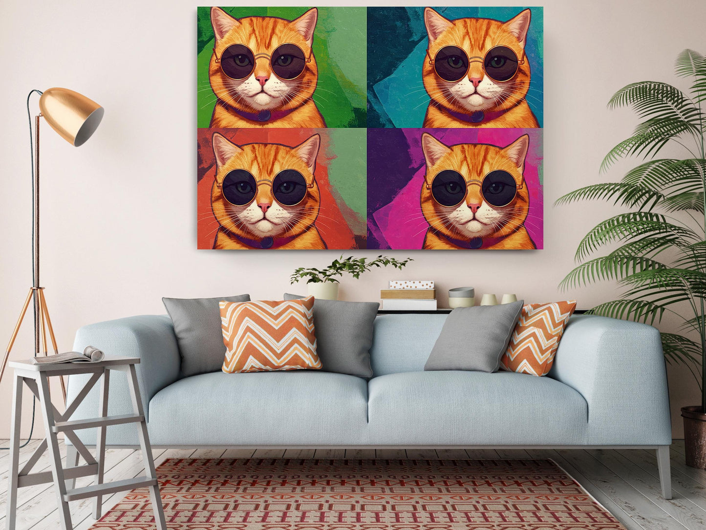Pop Art Cat Canvas - Colorful Tabby Cat Wall Art | Ready to Hang Canvas Print