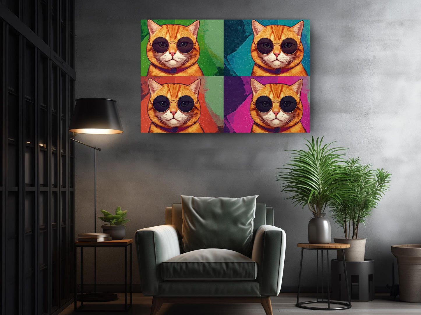 Pop Art Cat Canvas - Colorful Tabby Cat Wall Art | Ready to Hang Canvas Print