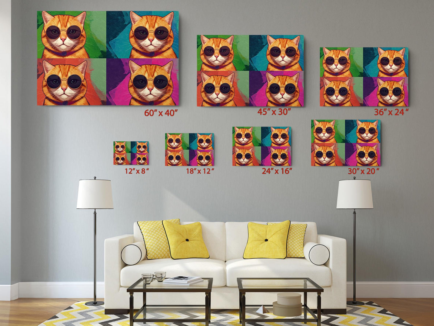 Pop Art Cat Canvas - Colorful Tabby Cat Wall Art | Ready to Hang Canvas Print