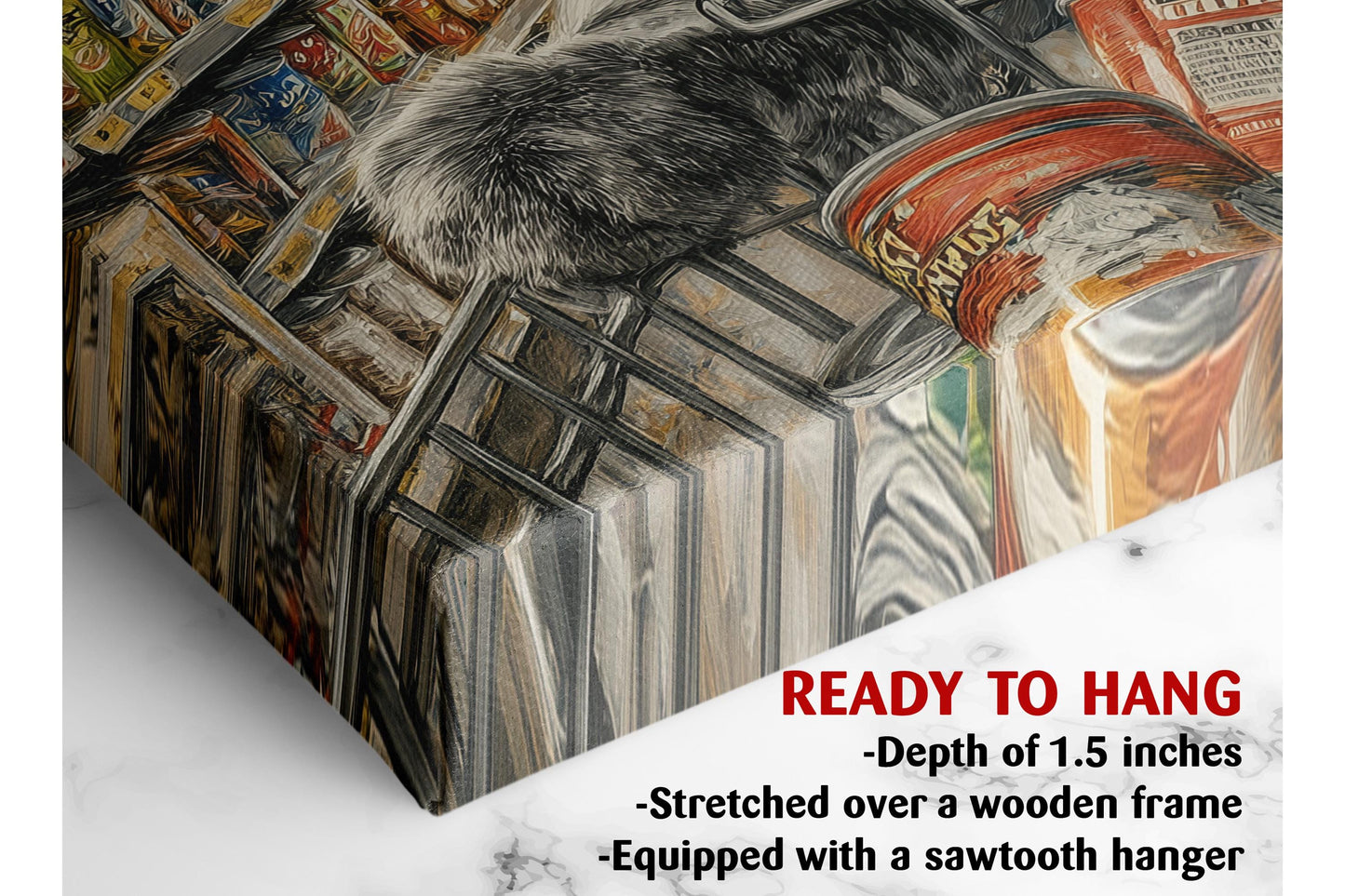 Cat Canvas Art - Funny Grocery Shopper Print | Colorful Kitchen Wall Decor