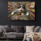 Funny Cat Canvas Art - Colorful Supermarket Cat Painting on Artist-Grade Canvas