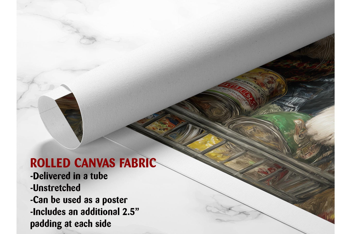 Funny Cat Canvas Art - Colorful Supermarket Cat Painting on Artist-Grade Canvas