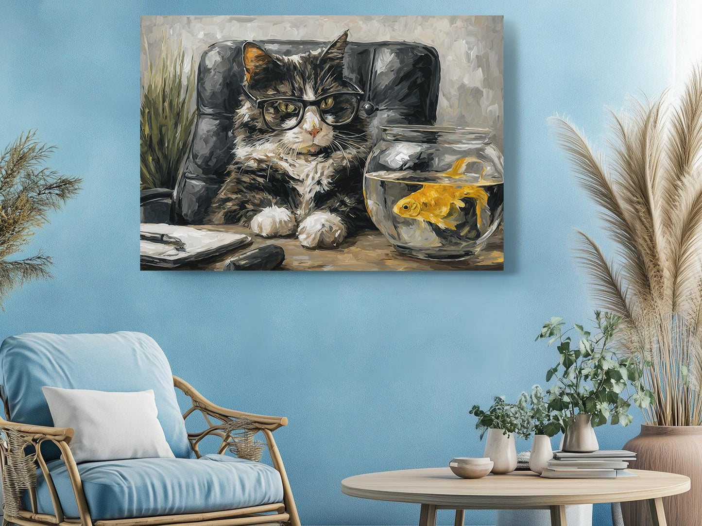 Funny Cat Canvas - Ready to Hang Wall Art | Humorous Cat Decor Print