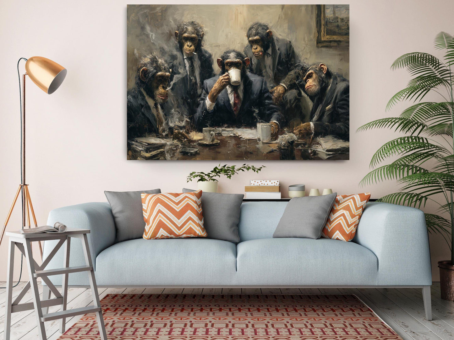 Chimpanzee Canvas Art - Quirky Office Wall Decor | Framed or Rolled Canvas Print