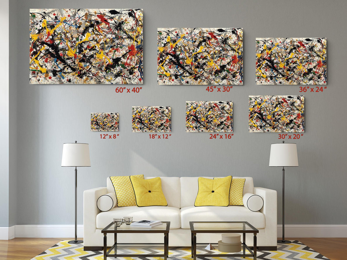 Abstract Expressionist Canvas | Pollock Style Modern Wall Art - Museum Quality Print