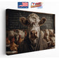 Funny Farm Animal Print - Wise Cow Professor Canvas Wall Art | Elite Canvas Art