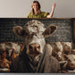 Funny Farm Animal Print - Wise Cow Professor Canvas Wall Art | Elite Canvas Art