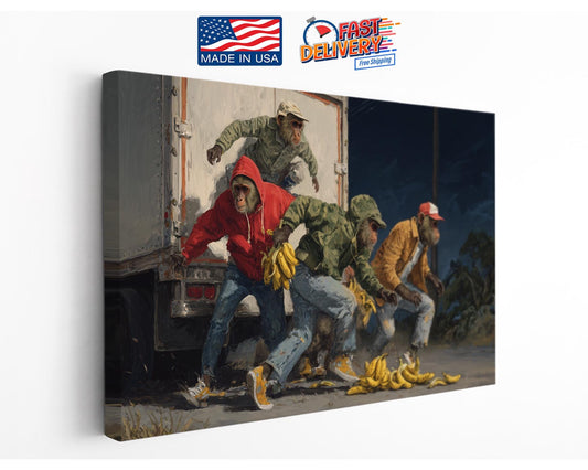 Funny Animal Canvas - Monkey Art Print | Street Scene Canvas Wall Art