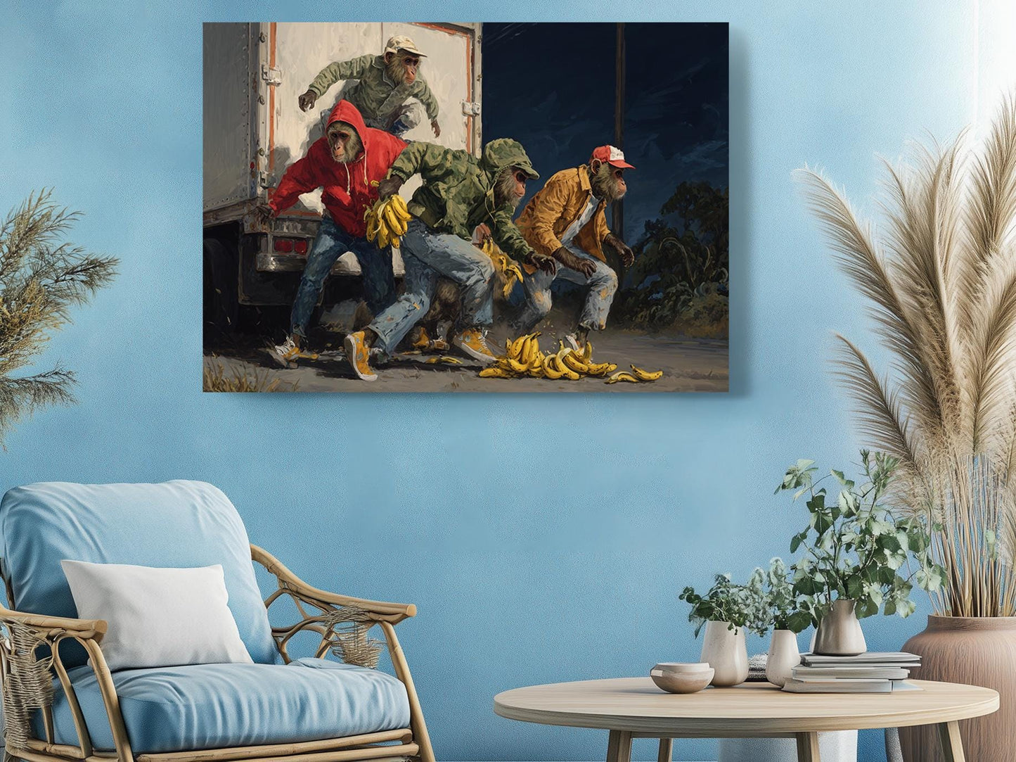 Funny Animal Canvas - Monkey Art Print | Street Scene Canvas Wall Art