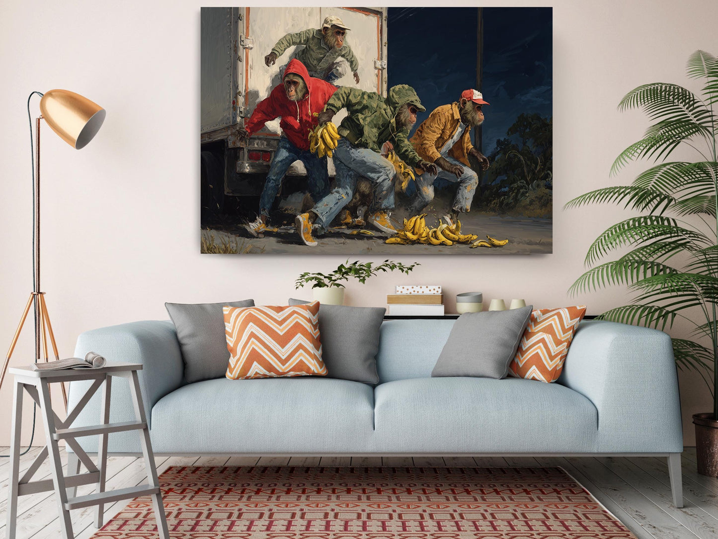 Funny Animal Canvas - Monkey Art Print | Street Scene Canvas Wall Art