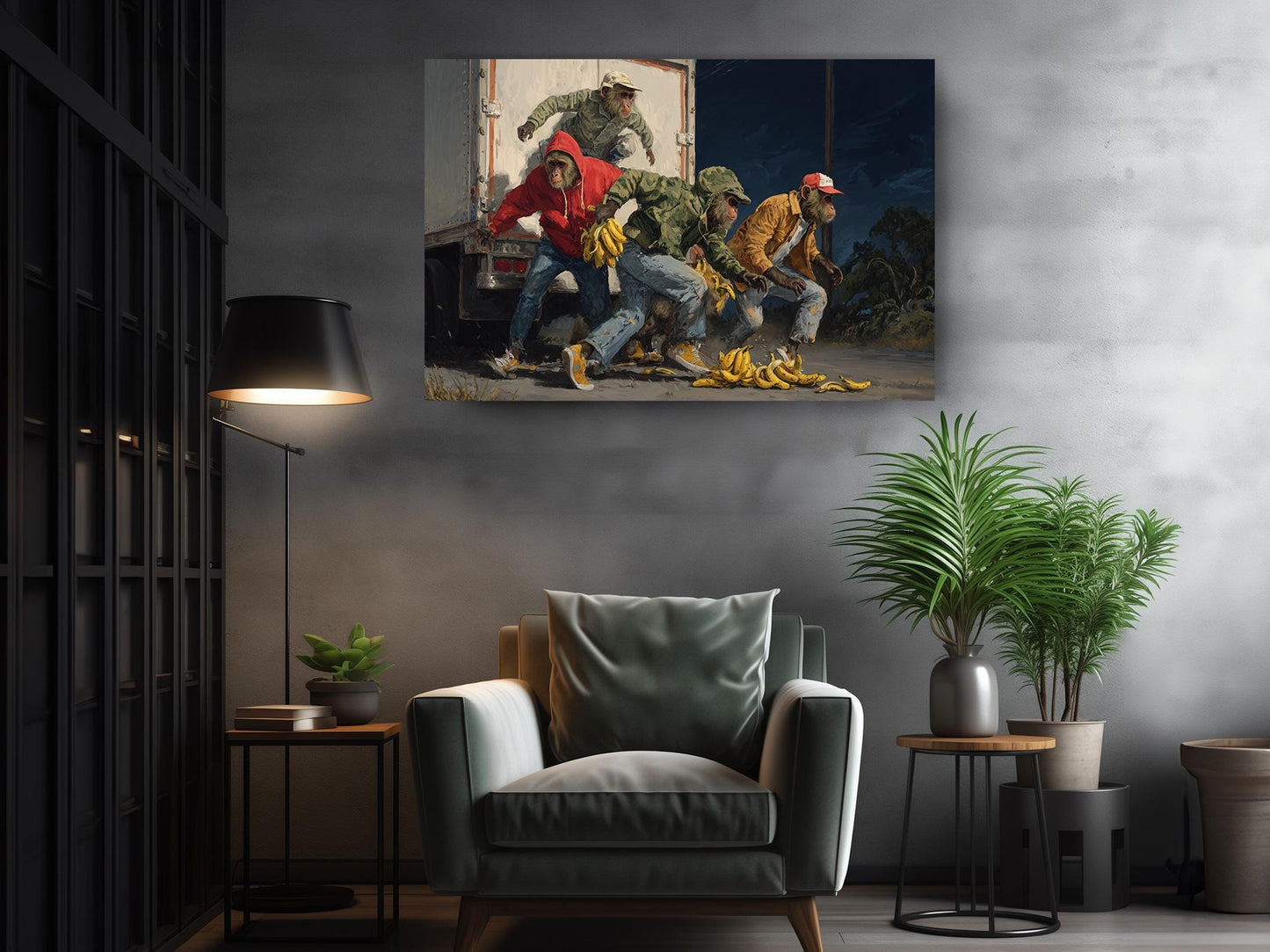 Funny Animal Canvas - Monkey Art Print | Street Scene Canvas Wall Art