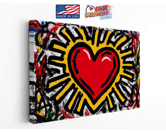 Pop Graffiti Canvas - Radiant Heart Art Print | Modern Home Decor, Ready to Hang