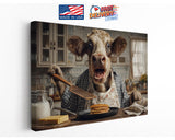 Cow Kitchen Wall Art – Funny Pancake Wall Print | Framed or Rolled Canvas