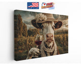 Cow Canvas Wall Art – Funny Farmhouse Animal Print | Ready to Hang Canvas