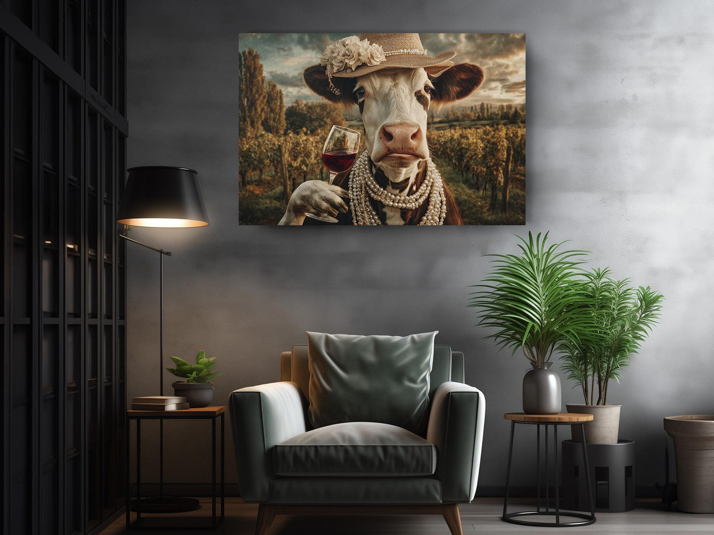 Cow Canvas Wall Art – Funny Farmhouse Animal Print | Ready to Hang Canvas