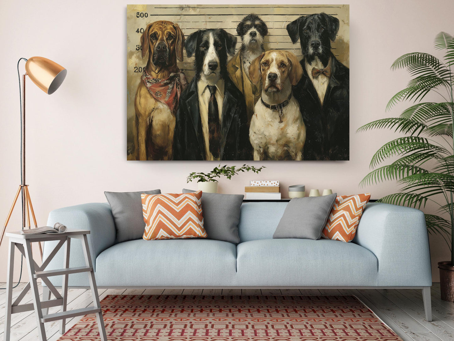 Dog Police Lineup Art - Humorous Canvas Wall Art | Ready to Hang or Rolled Print