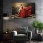 Canvas Art Print – Elegant Lady and White Horse in Red Dress | Museum Quality