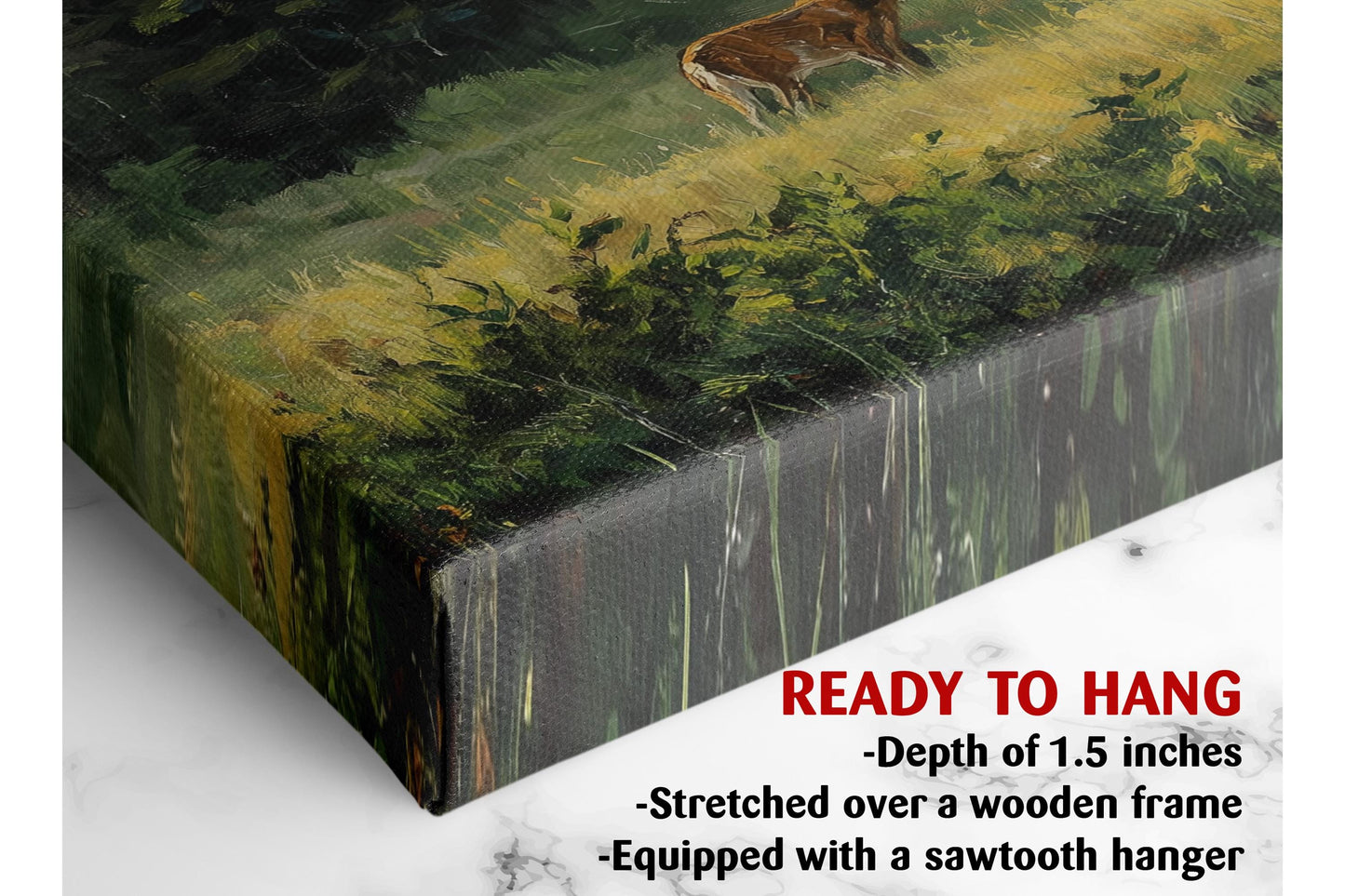 Forest Deer Canvas | Misty Landscape Nature Wall Art - Ready to Hang Print