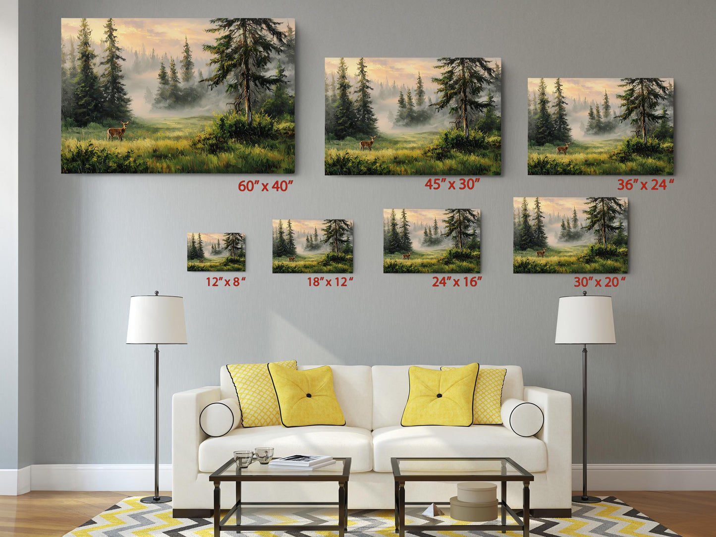 Forest Deer Canvas | Misty Landscape Nature Wall Art - Ready to Hang Print