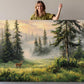 Forest Deer Canvas | Misty Landscape Nature Wall Art - Ready to Hang Print