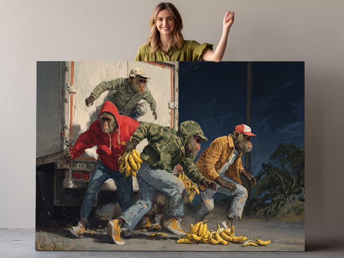 Funny Animal Canvas - Monkey Art Print | Street Scene Canvas Wall Art