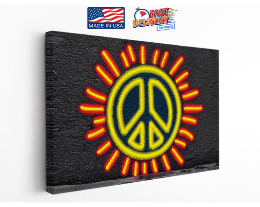 Peace Sign Canvas Print – Urban Wall Decor Graffiti Art Ready to Hang